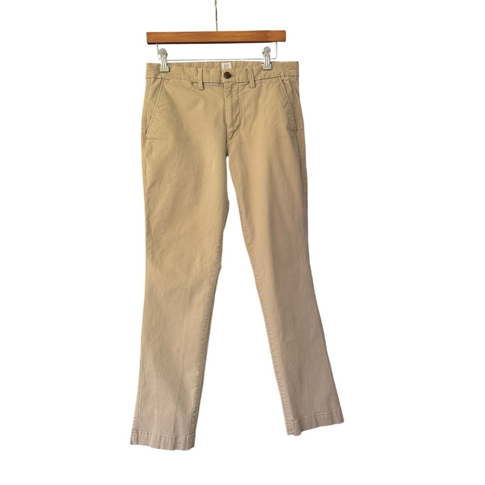 Gap Mens Essential Khaki Slim Fit Pants Tan 31x30 Flat Front Chino Stretch